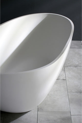 Aqua Eden 67" Solid Surface White Stone Freestanding Tub w/Drain, Matte White