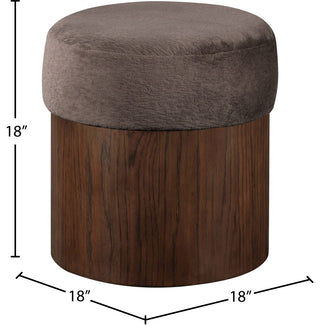 Nimes Upholstered Ottoman, Brown, Velour Fur, Walnut Finish