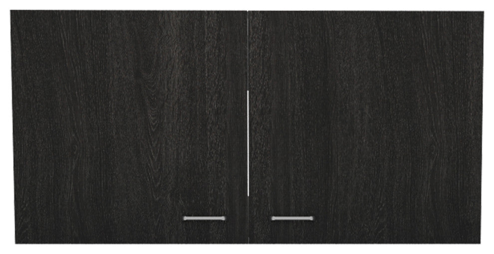 Oklahoma Wall Cabinet with 2 Doors and Metal Handles, Black/White