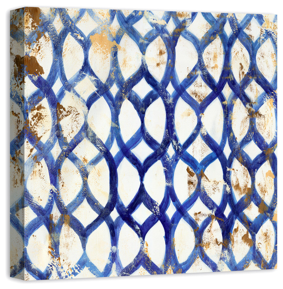 Blue Moroccan Pattern 24x24 Canvas Wall Art