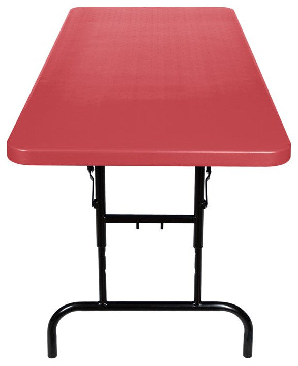 Large Folding Table, Y-Shaped Black Metal Legs & Spacious Rectangular Top, Red