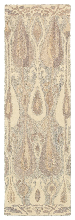 Athena Ikat Hand-tufted Wool Gray/Beige Rug, 2'6" x 8'