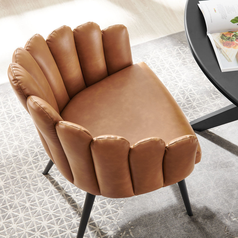 Vanguard Vegan Leather Dining Chair Black Tan -4678