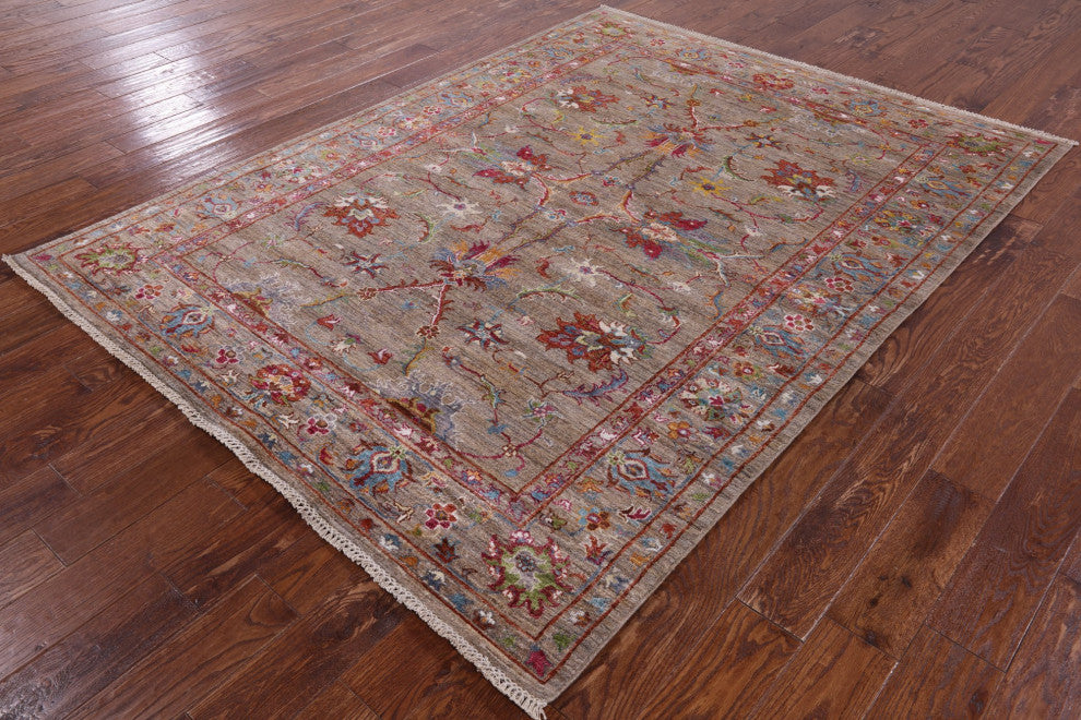 5' 10" X 7' 9" Persian Tabriz Hand Knotted Wool Rug Q7737