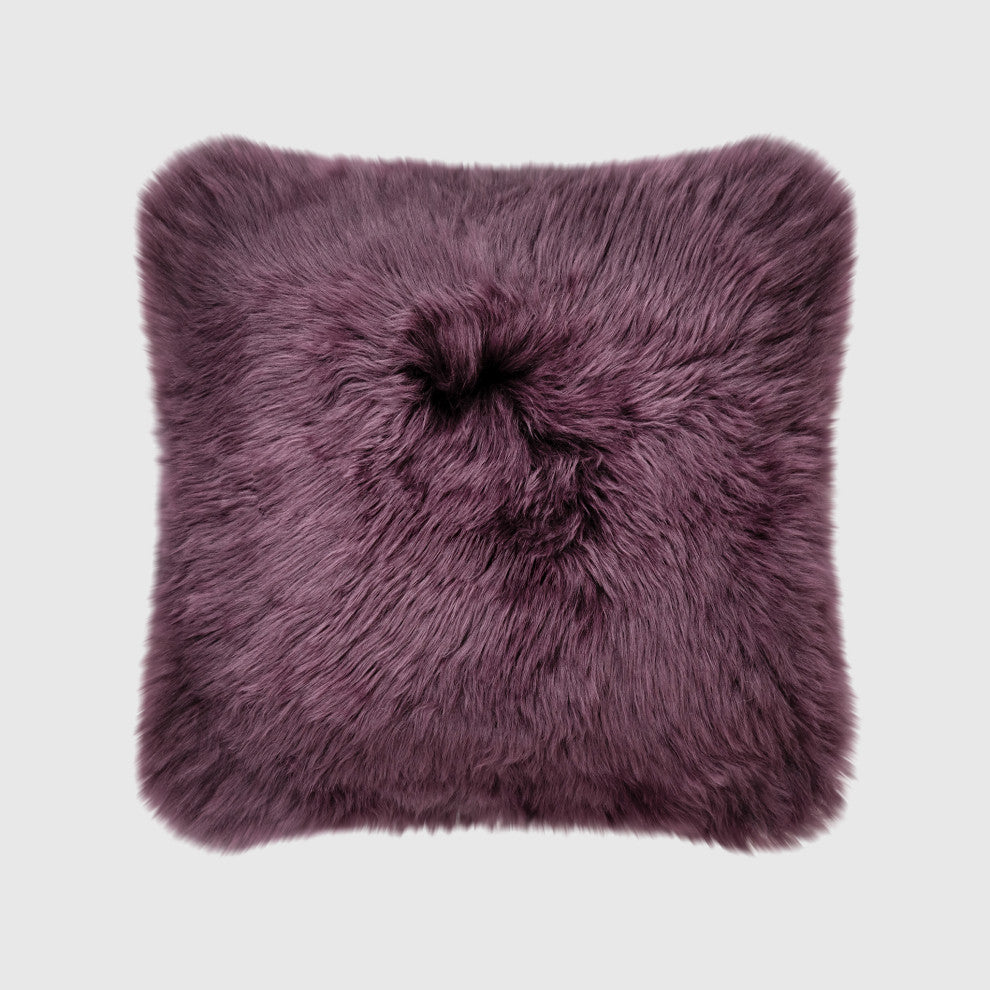 Eclectic Sheepskin 20"x20" Pillow, Bordeaux