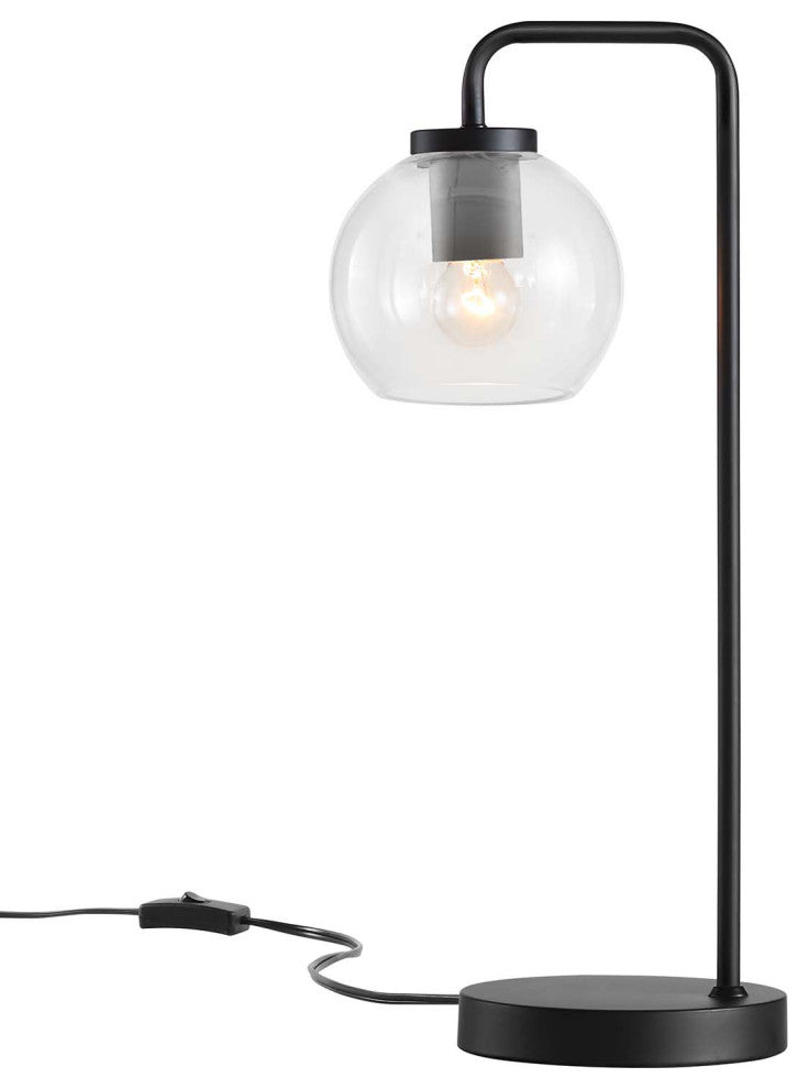Table Desk Lamp, Black, Glass, Metal, Modern, Mid Century Bistro Hospitality