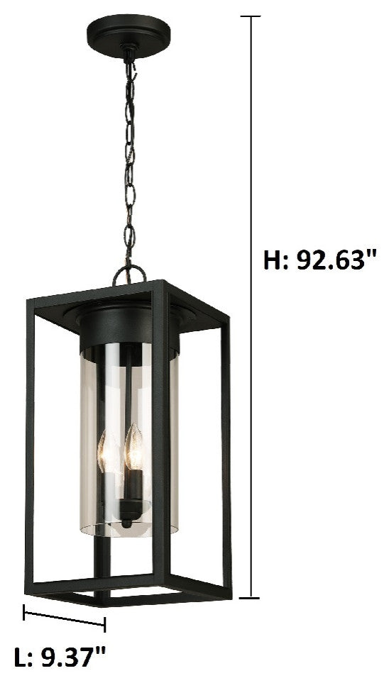 Walker Hill 3-Light Outdoor Pendant, Matte Black, Matte Black
