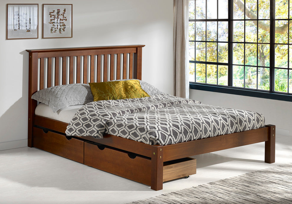 Barcelona Full Bed With Storage Drawers, Chestnut