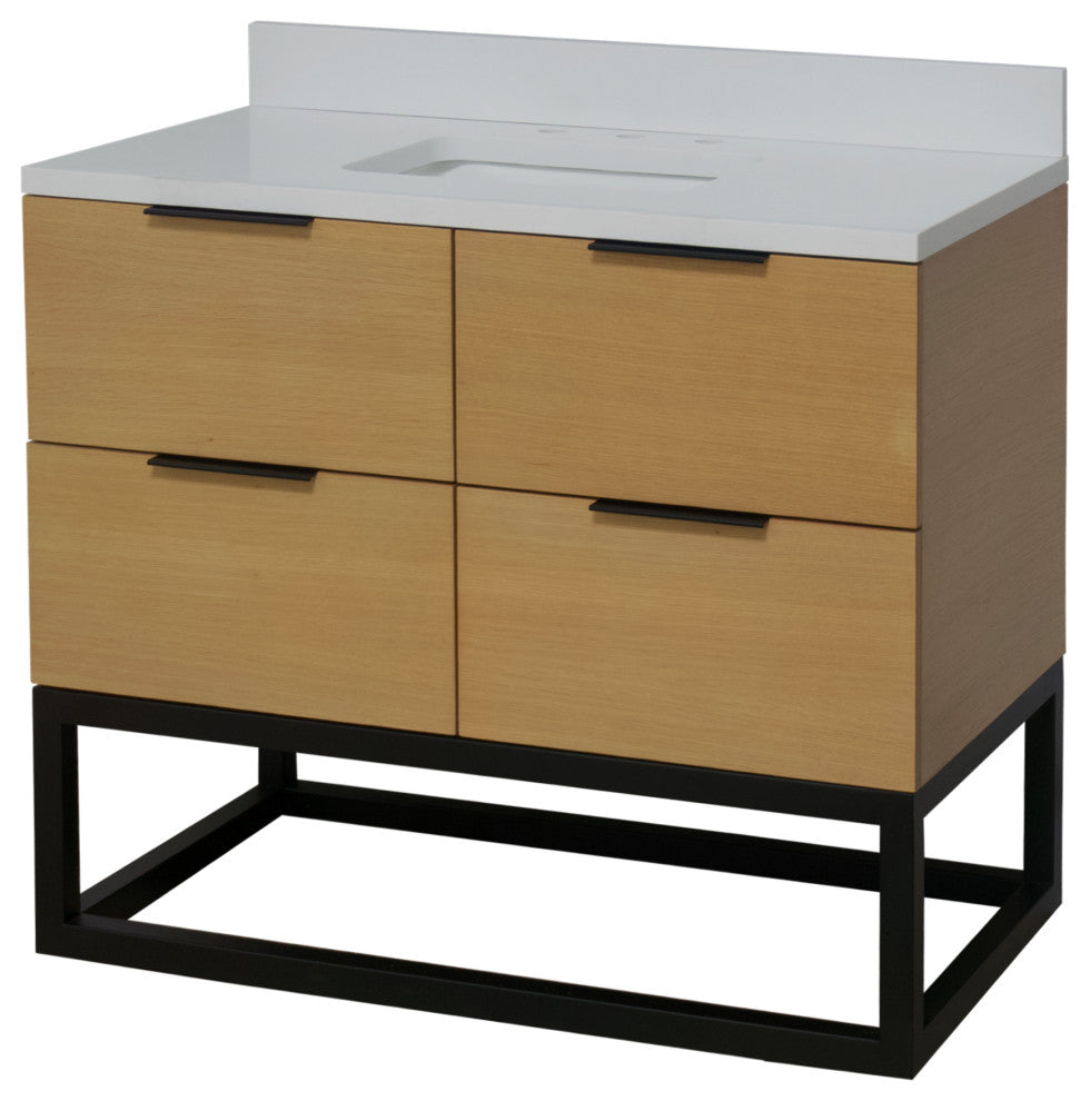 Mia 42" Bathroom Vanity, Blonde, Matte White
