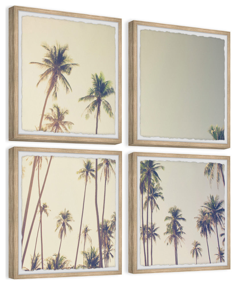 Palm Cool Breeze Quadriptych, 4-Piece Set, 24x24 Panels