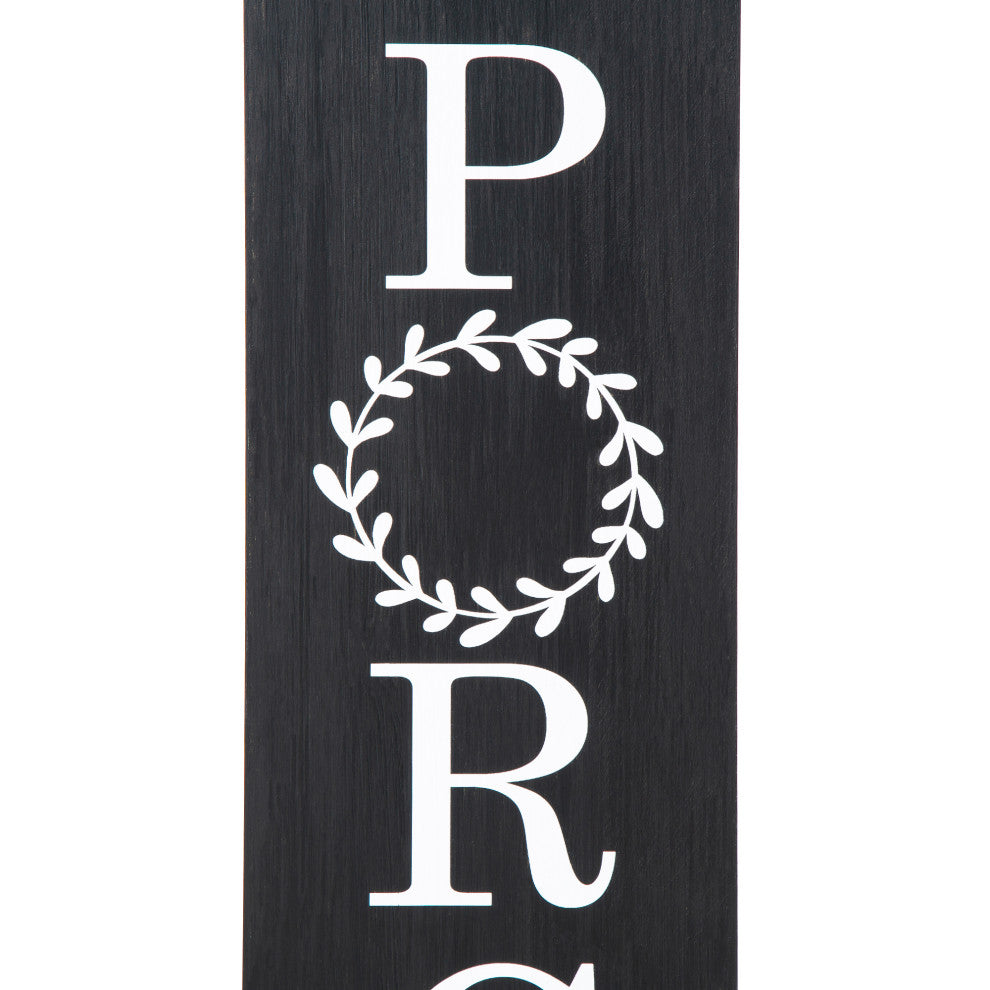 30"H Double Sided Solid Wood Black Boxed "Welcome Porch" Porch Sign