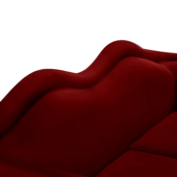 Lips Velvet Upholstered Loveseat, Red
