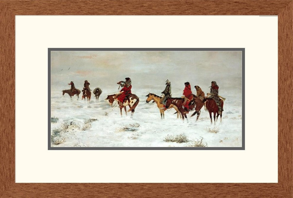 "Lost In A Snowstorm - We Are Friends"  by Charles M. Russell, 25x17"