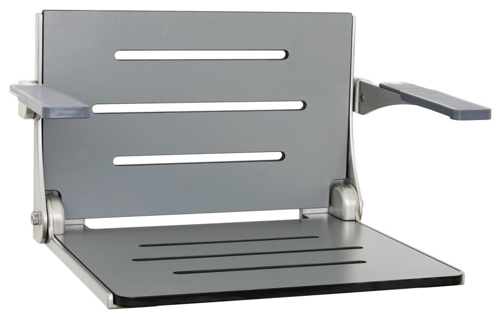 Seachrome Silhouette Comfort Shower Seats with Arms, Gray Seat, Silver Frame
