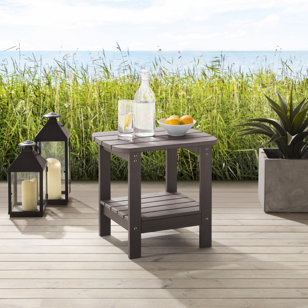 Inspired Home Daylan Outdoor Table, Weather Resistant, Chocolate