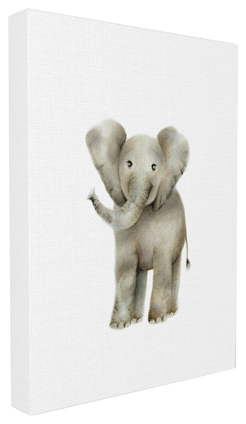 "Happy Baby Elephant" 16x20, Stretched Canvas Wall Art