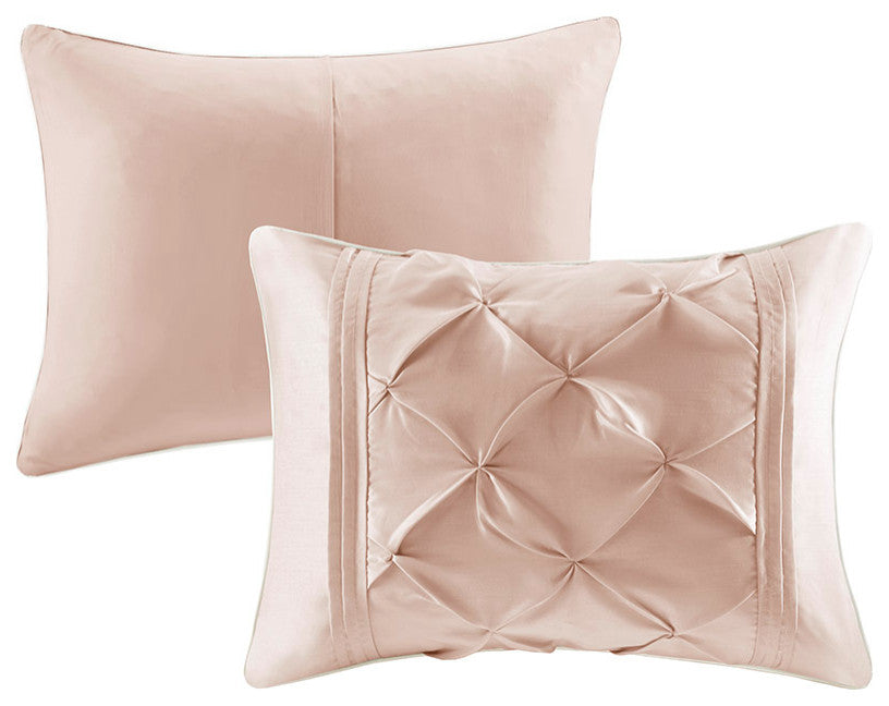 Madison Park Laurel 7 Piece Tufted Comforter Set in Blush