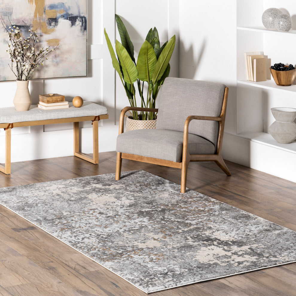 Nuloom Chastin Modern Abstract Area Rug, Grey 6'7"x9'