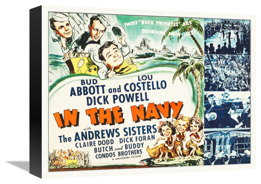 "Abbott & Costello - In The Navy" Canvas Giclee, 16"x12"