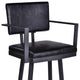 Balboa Stool, Black Powder Coated Finish/Black Faux Leather, Counter Height