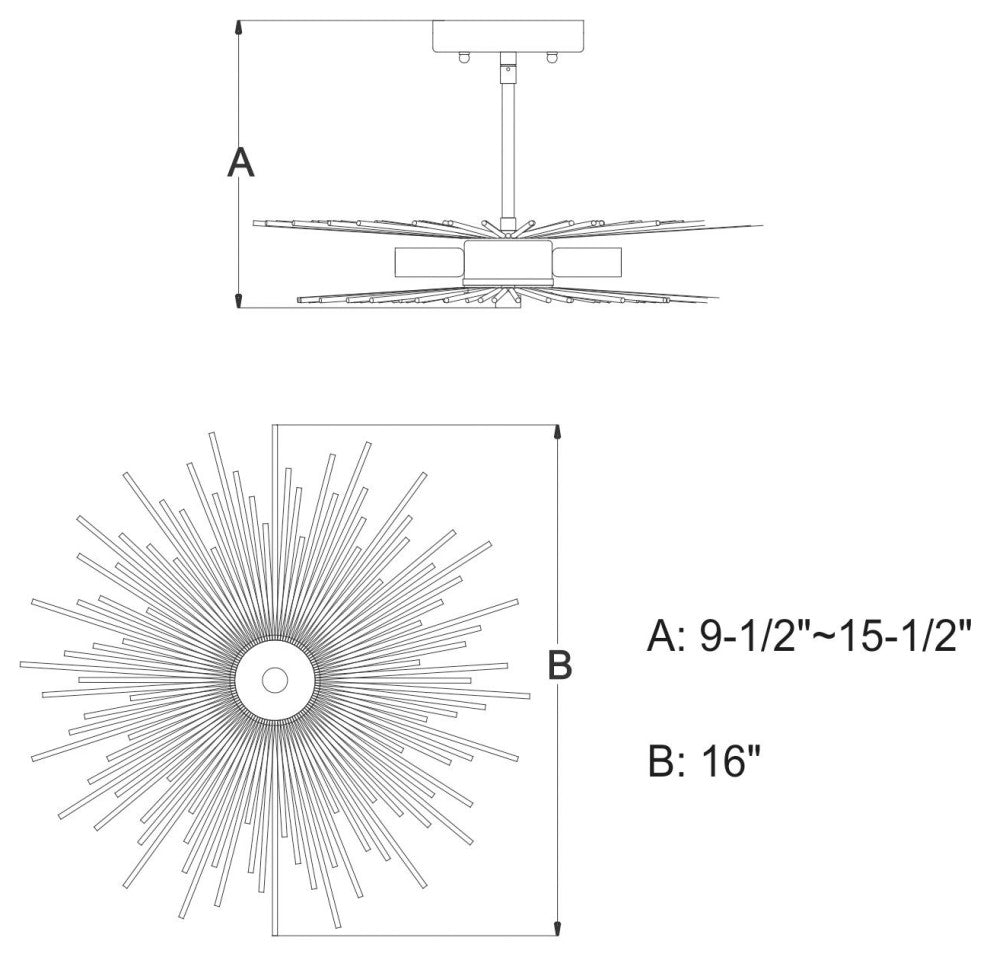 Vaxcel Lighting C0227 Nikko 4 Light 16"W Semi-Flush Ceiling - Gold