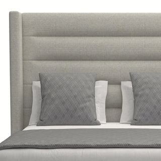 Nativa Interiors Aylet Horizontal Channel Tufted Bed, Gray, Queen, High Headboard