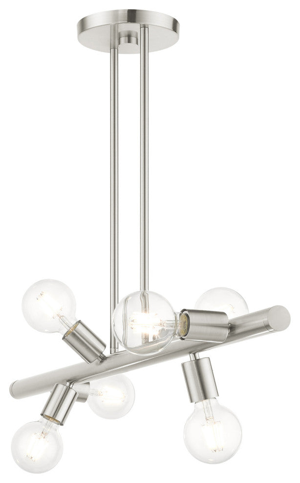 Brushed Nickel Modern, Urban, Scandinavian, Linear Chandelier