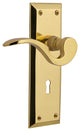 New York Plate With Keyhole Manor Lever, Polished Brass, Passage, Non-Handed