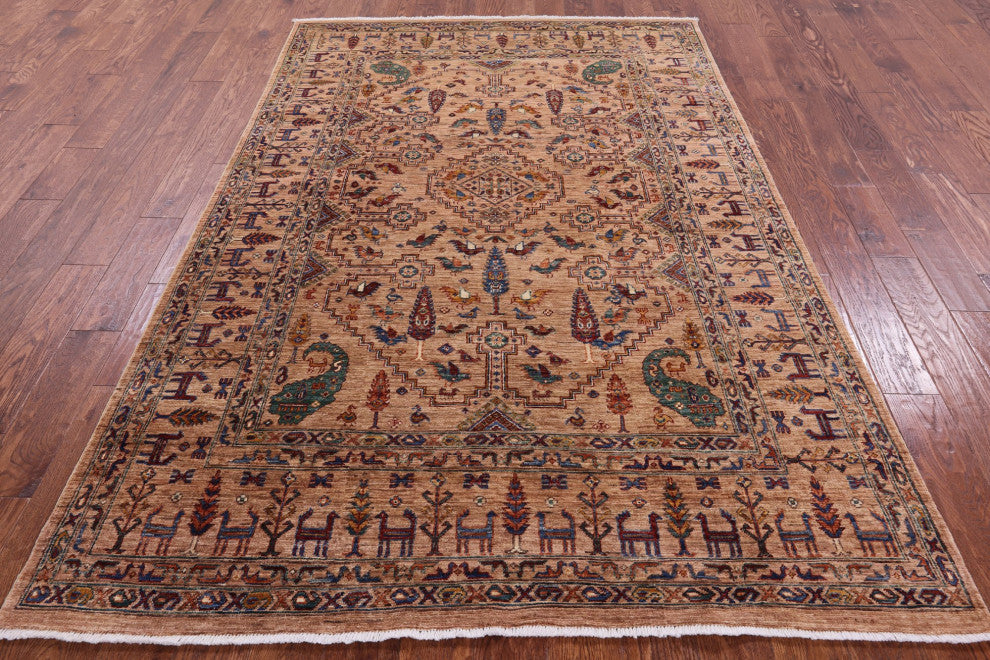 Persian Gabbeh Tribal Handmade Wool Rug 5' 7" X 8' 5" Q9975