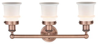 Canton 3-Light 23" Bath Vanity Light, Antique Copper Finish, Matte White Shade