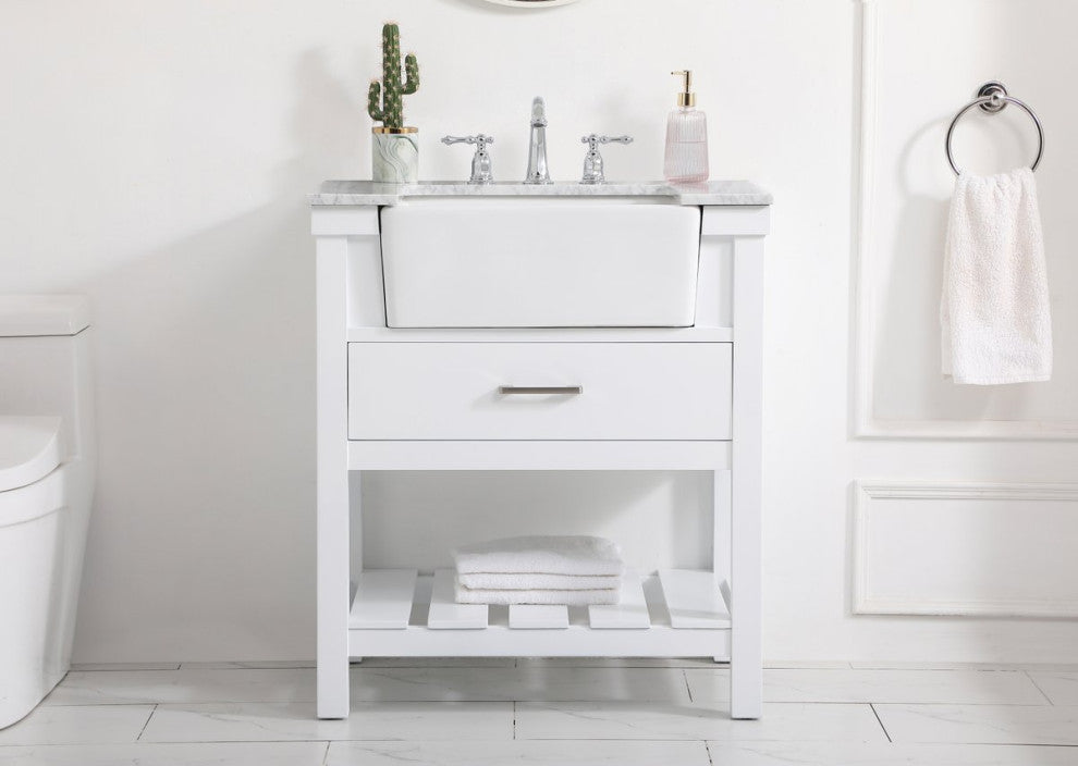Home Living 22" Farmhouse White-Light Bathroom Vanity