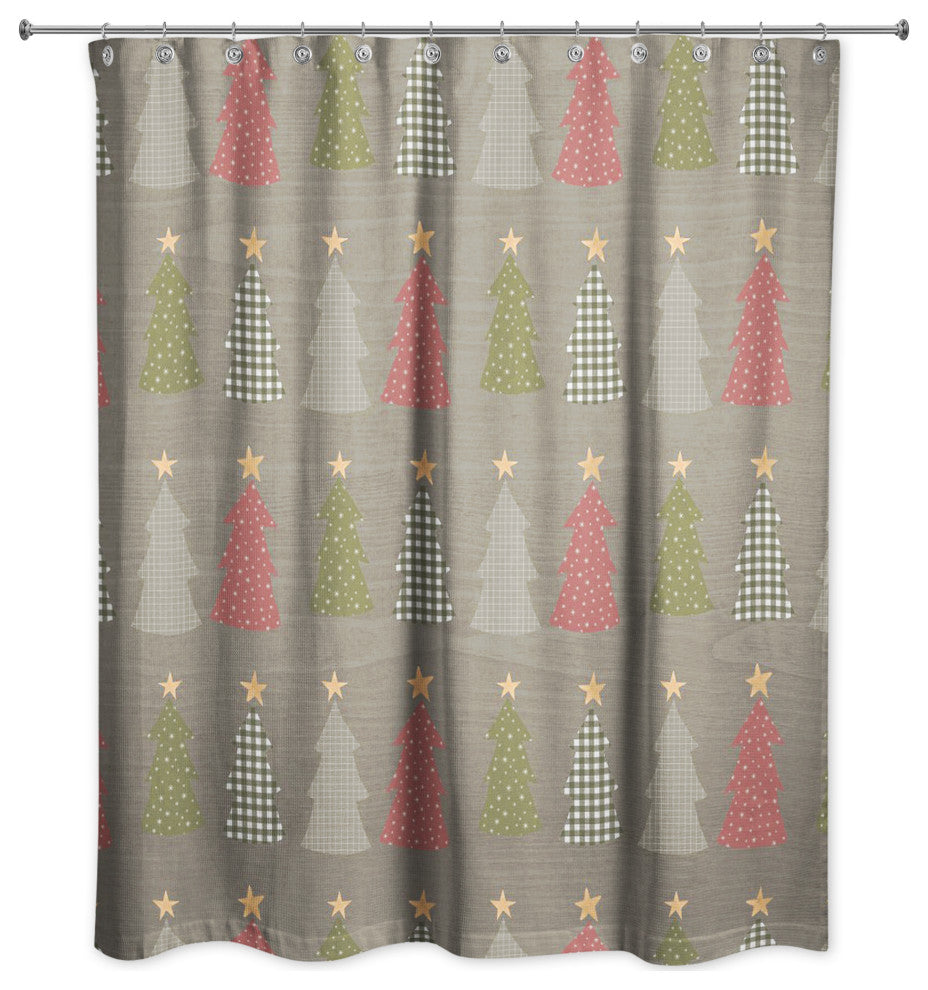Gray Tree Pattern 71x74 Shower Curtain