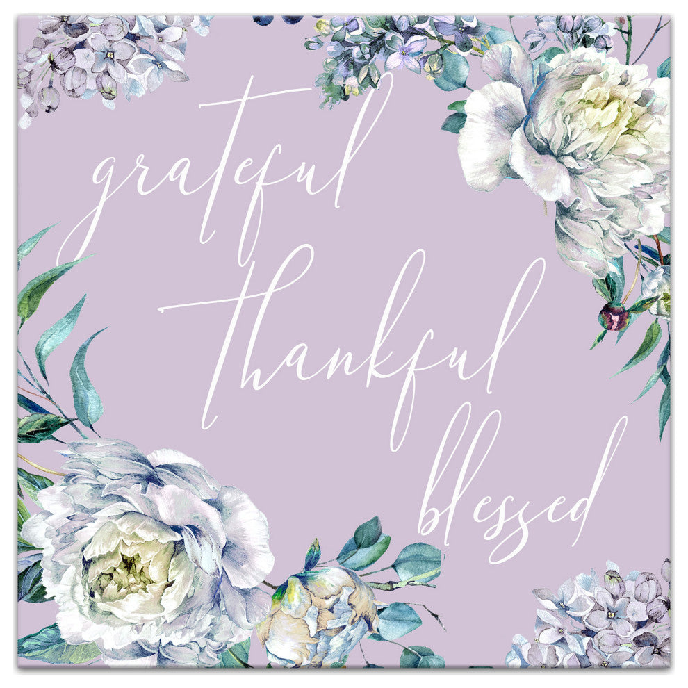 Grateful Peonies Lilac 16x16 Canvas Wall Art