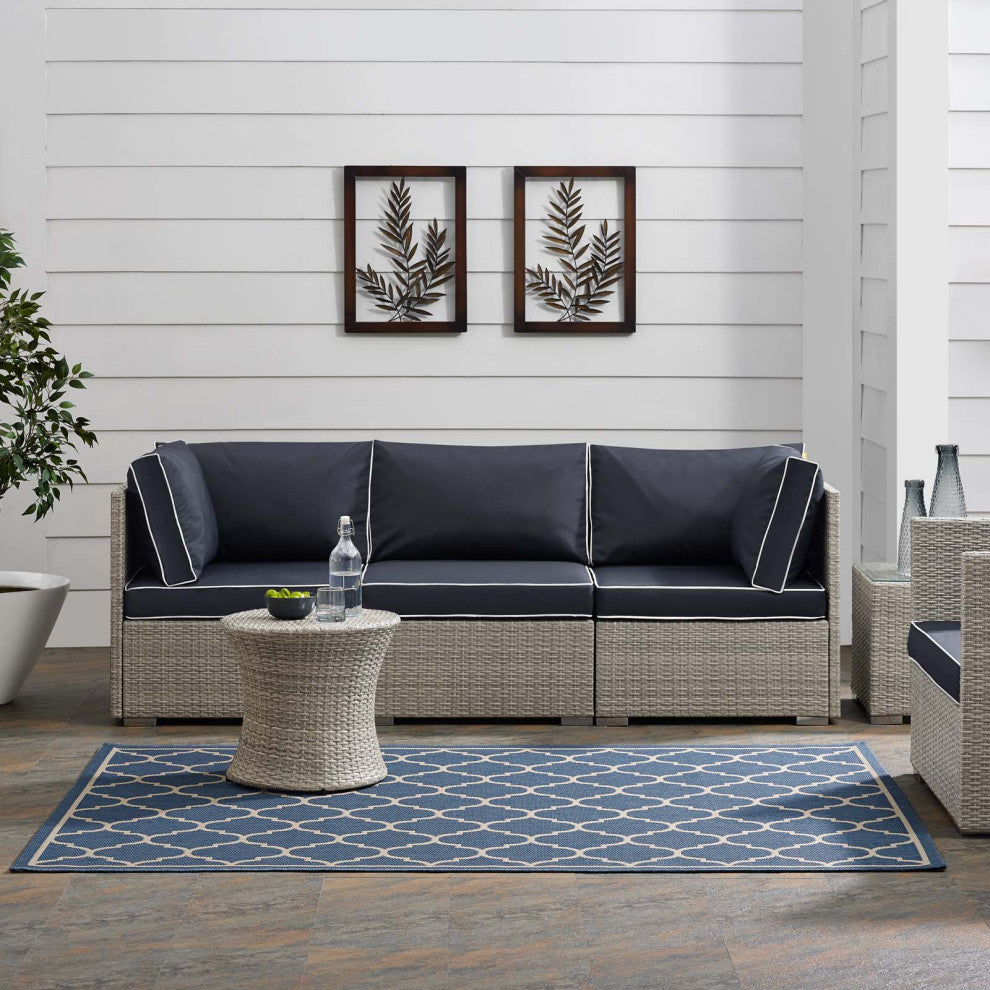 Area Rug Floor Carpet, Indoor Outdoor, Moroccan, Rectangular, 9x12, Blue Beige