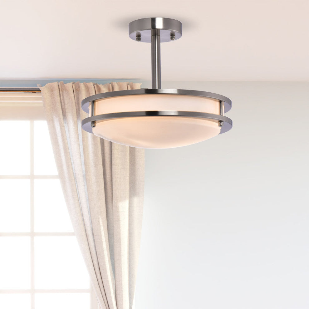Lazzur Loire 2 Light 12" Satin Nickel Semi-Flush Mount Ceiling Light