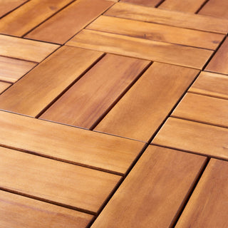 Safavieh Outdoor Manila Wooden Floor Tile- 3 Slats-Acacia Natural
