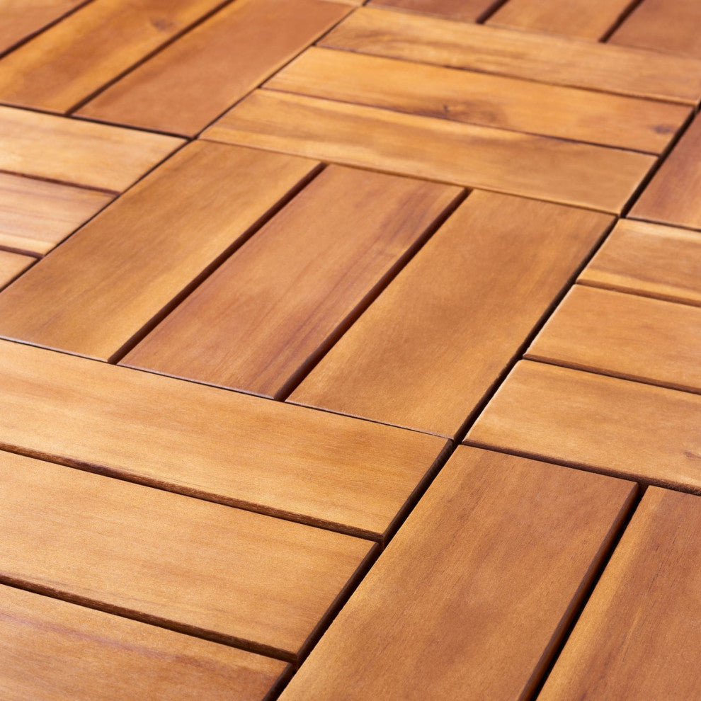 Safavieh Outdoor Manila Wooden Floor Tile- 3 Slats-Acacia Natural