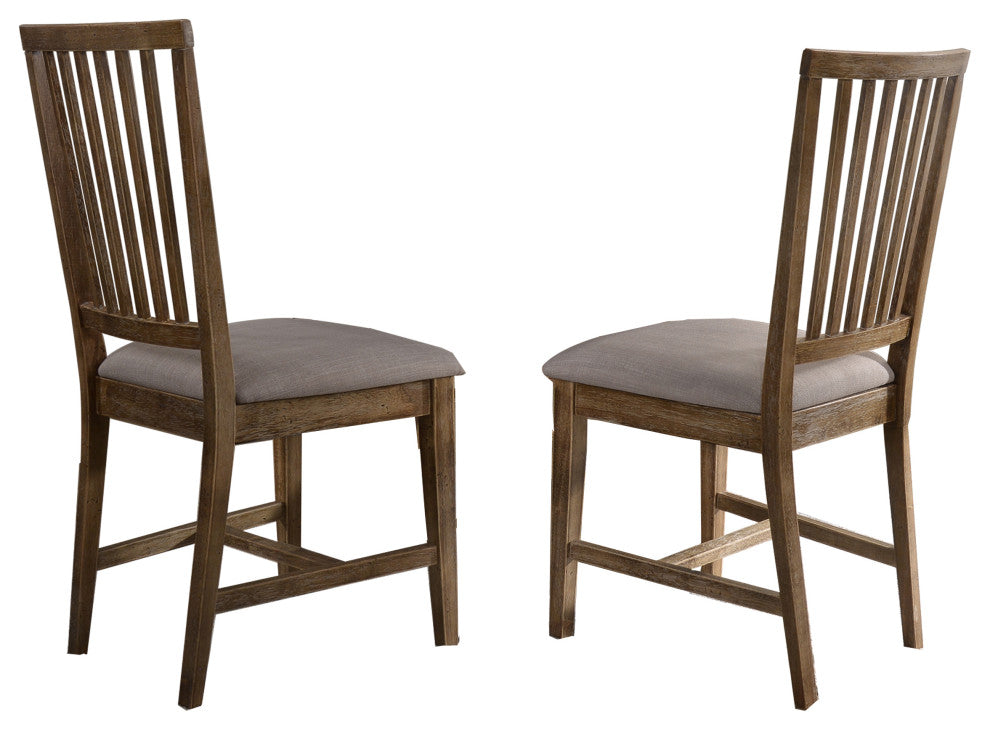Venus Antique Natural Oak Slat Back Dining Chairs, Set of 2