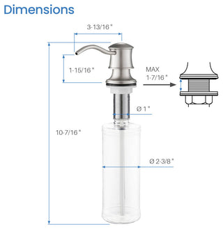 KIBI Kitchen Soap Dispenser KSD101, Brushed Nickel
