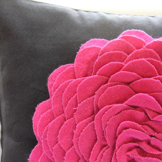 Hot Pink Rose, 26"x26" Faux Suede Fabric Pink Euro Shams