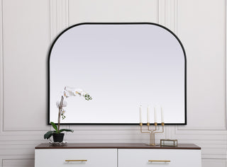 Metal Frame Arch Mirror 40X30 Inch, Black