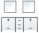 Ziva White 80" Double Vanity, Cultured Marble Top, 30" Mirrors