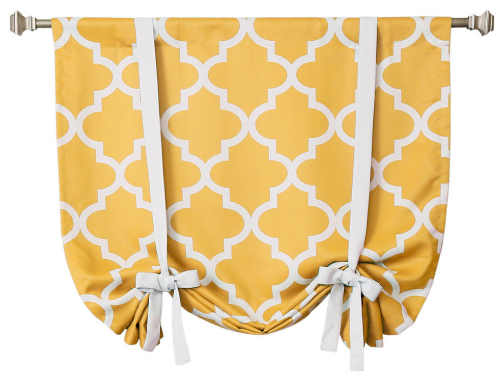 Moroccan Print Tie-Up Window Shade, Yellow