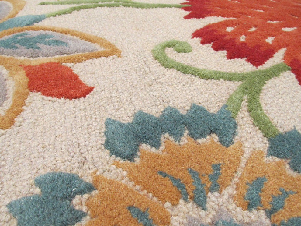 Ivory Transitional Floral Spring Garden Area Rug