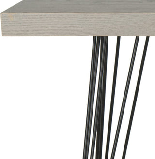 Contemporary Console Table, Sleek Black Legs With Rectangular Wooden Top, Grey