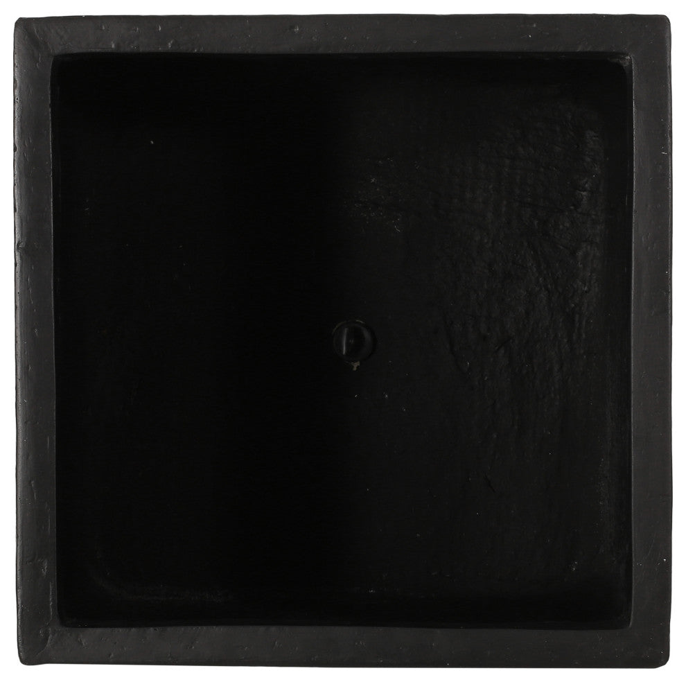 Felipe Outdoor Cast Stone Square Planter, Black, Large