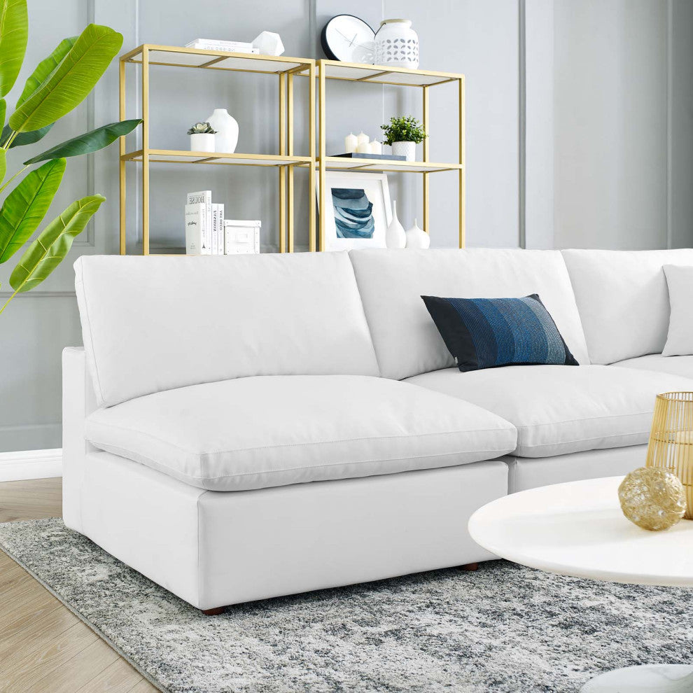 Sectional Sofa Set, Faux Vegan Leather, White, Modern, Living Lounge Hospitality