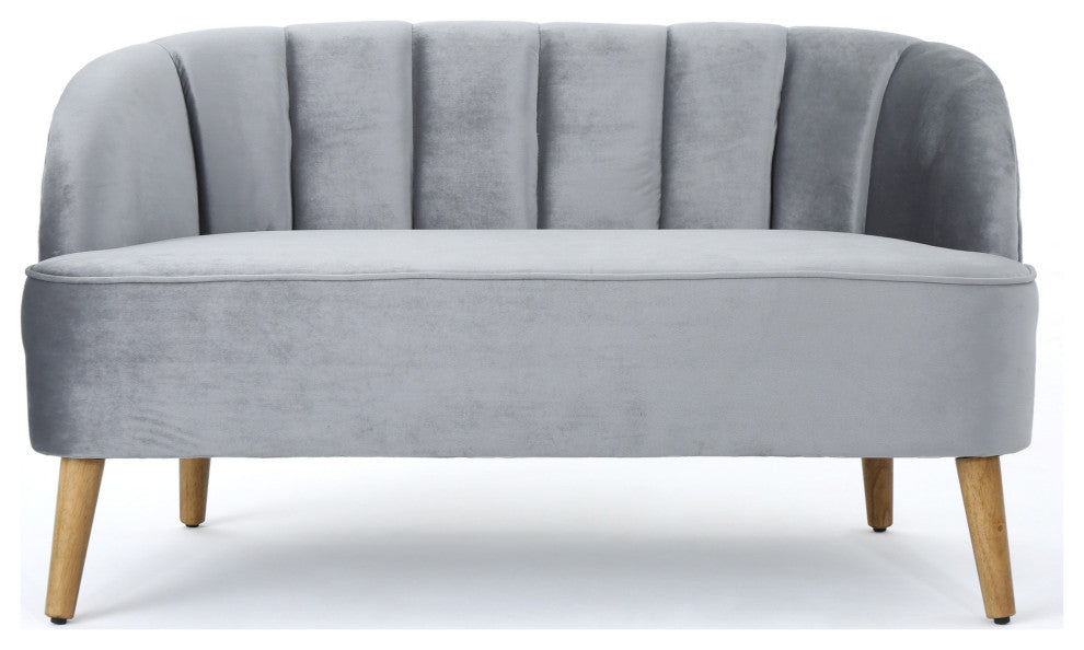 GDF Studio 3-Piece Scarlett Modern New Velvet Loveseat Club Chair Set, Pewter