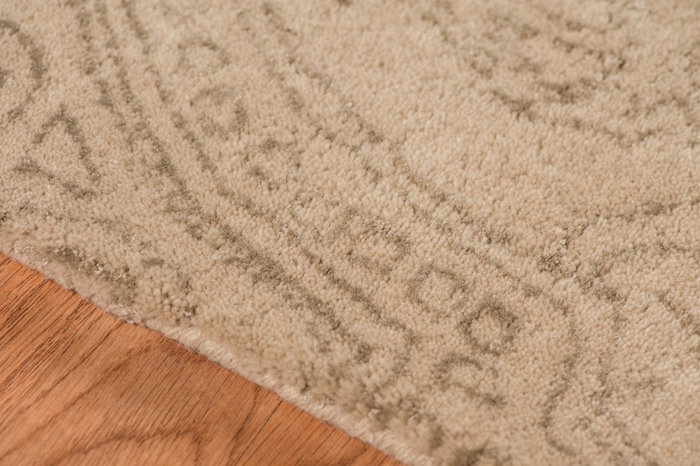 5" X8" X 0.5" Beige Wool Area Rug