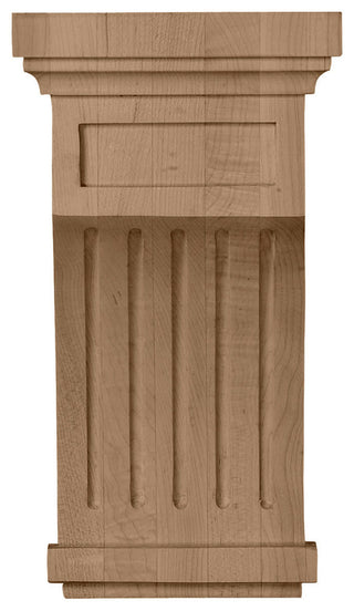 5 1/2"W x 5 1/2"D x 10"H Fluted Corbel, Red Oak